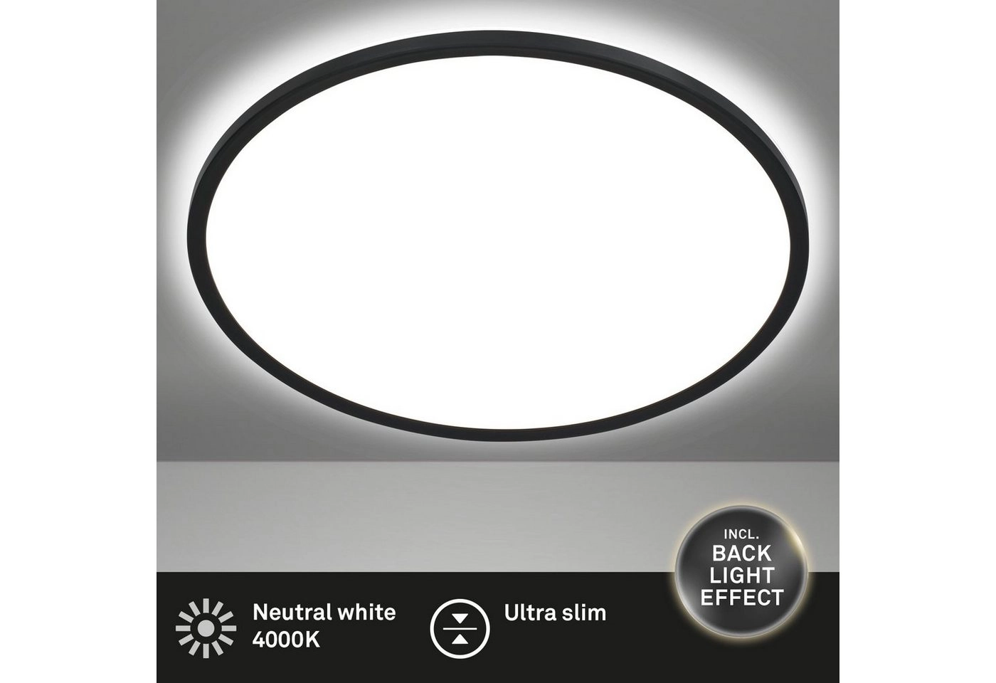 SLIM LED Panel, Ø 42 cm, 22 W, Schwarz