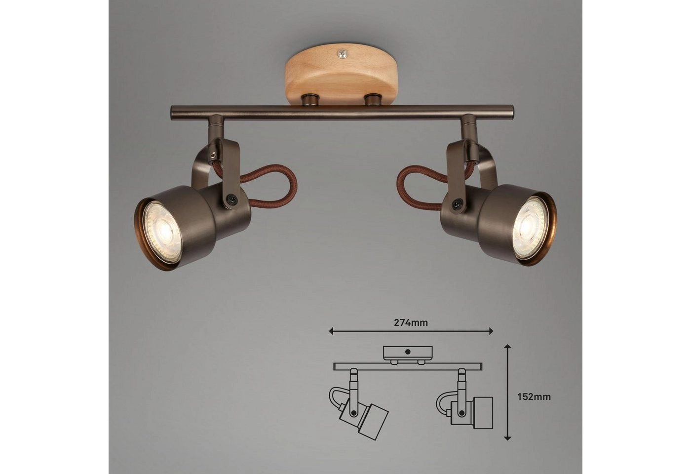 LED Spot Deckenleuchte, 27,4 cm, 10 W, Grau