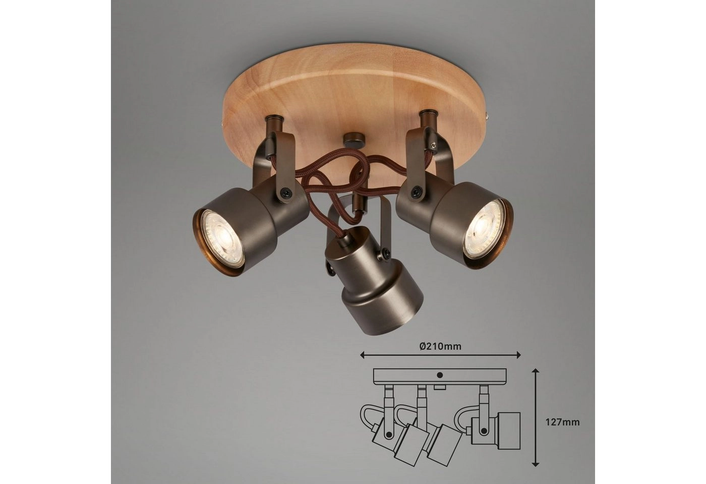 LED Spot Deckenleuchte, Ø 21 cm, 15 W, Grau