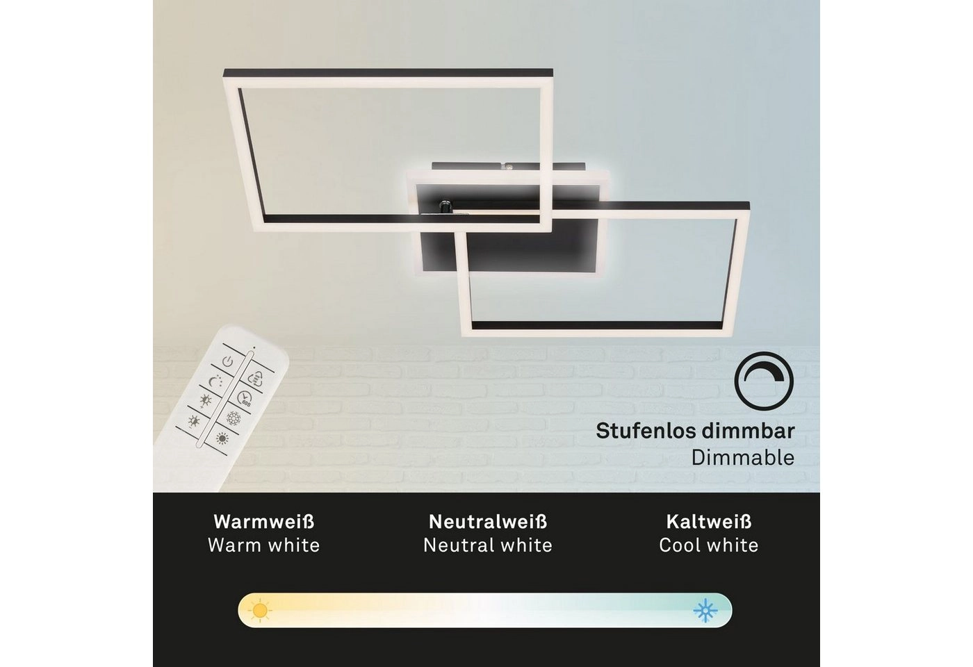 CCT LED Deckenleuchte, 50 cm, 40 W, Schwarz