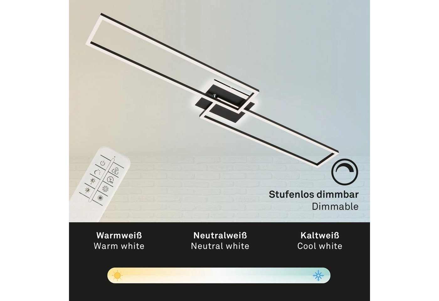 CCT LED Deckenleuchte, 110 cm, 40 W, Schwarz