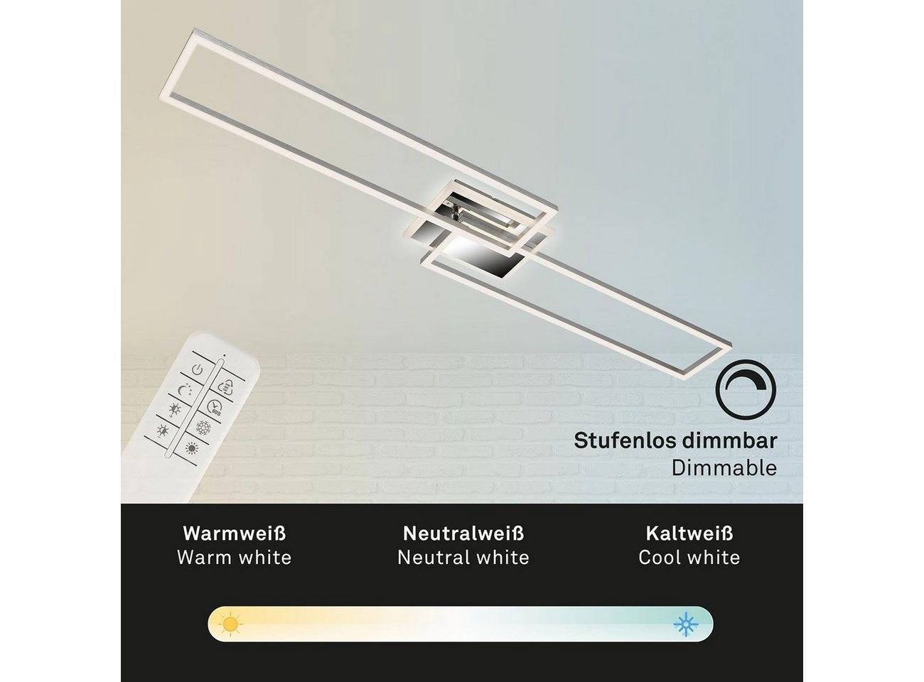 CCT LED Deckenleuchte, 110 cm, 40 W, Alu-Chrom