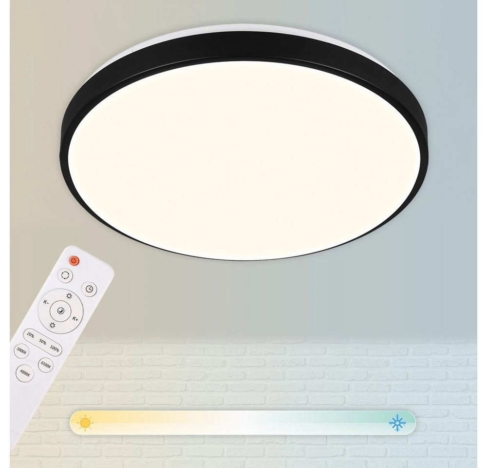 CCT LED Deckenleuchte, Ø 47,5 cm, 48 W, Schwarz
