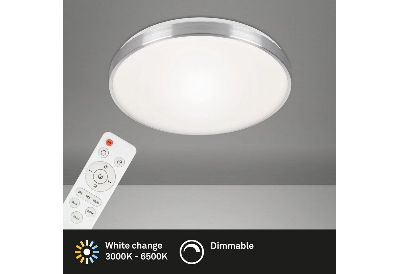 CCT LED Deckenleuchte, Ø 47 cm, 48 W, Alu