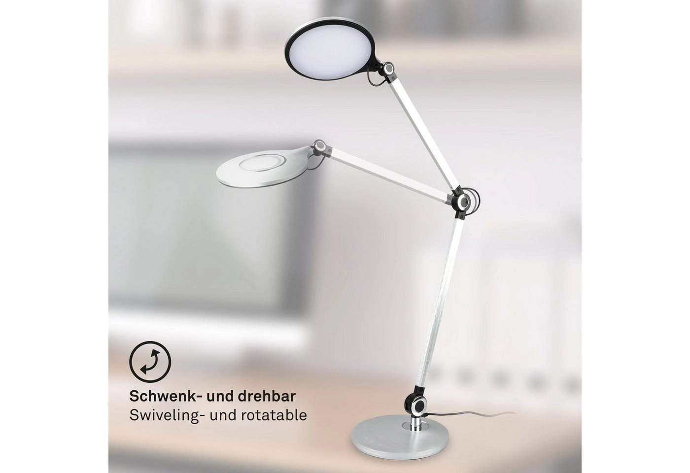 CCT LED Schreibtischleuchte, Ø 20 cm, 9 W, Silber