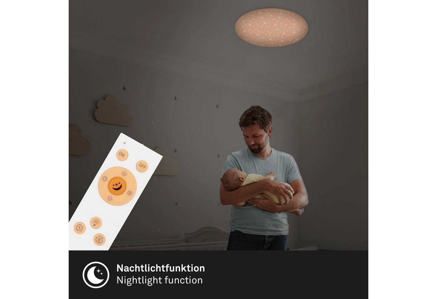 SMART LED Deckenleuchte, Nachtlicht, Dimmbar