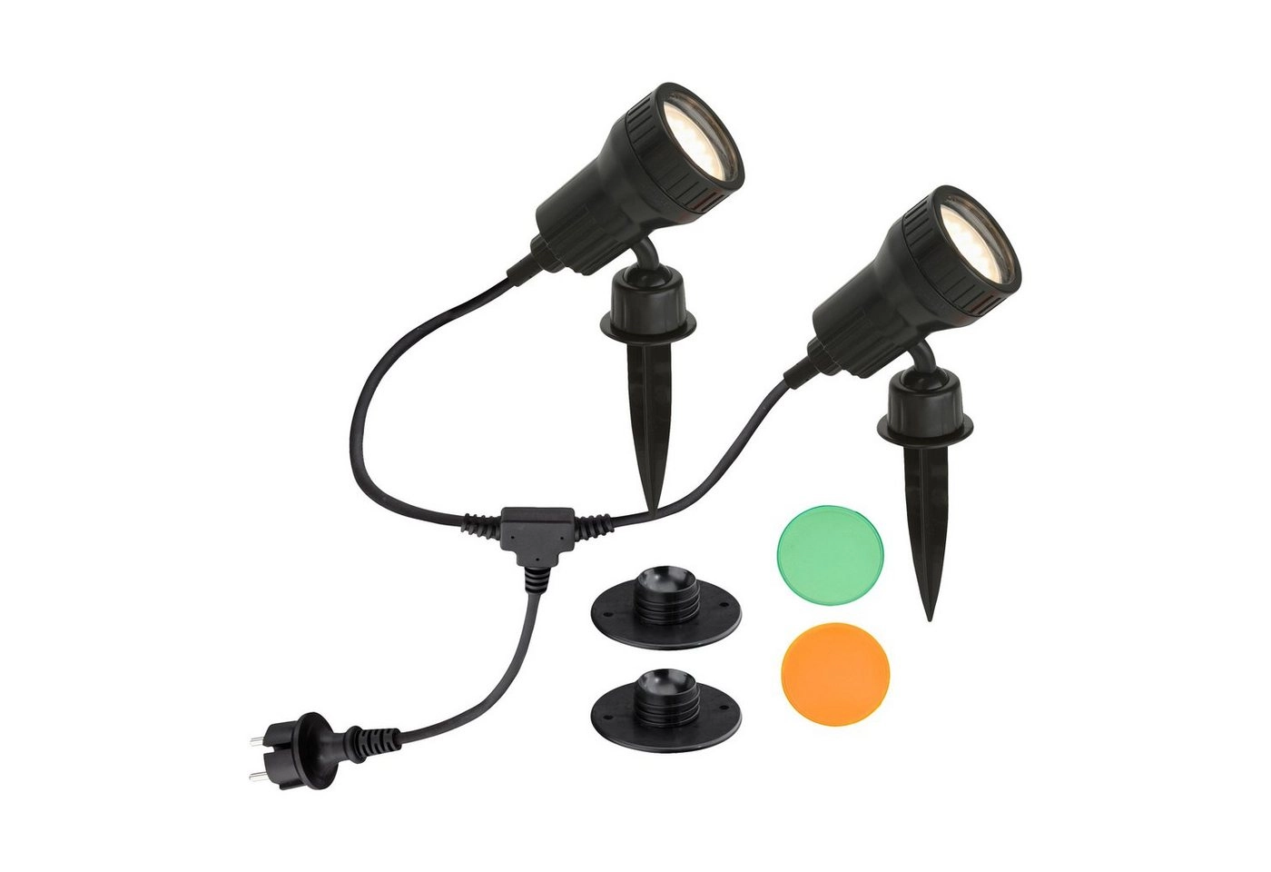 LED Doppel-Außenstrahler, 19,5 cm, 3 W, Schwarz