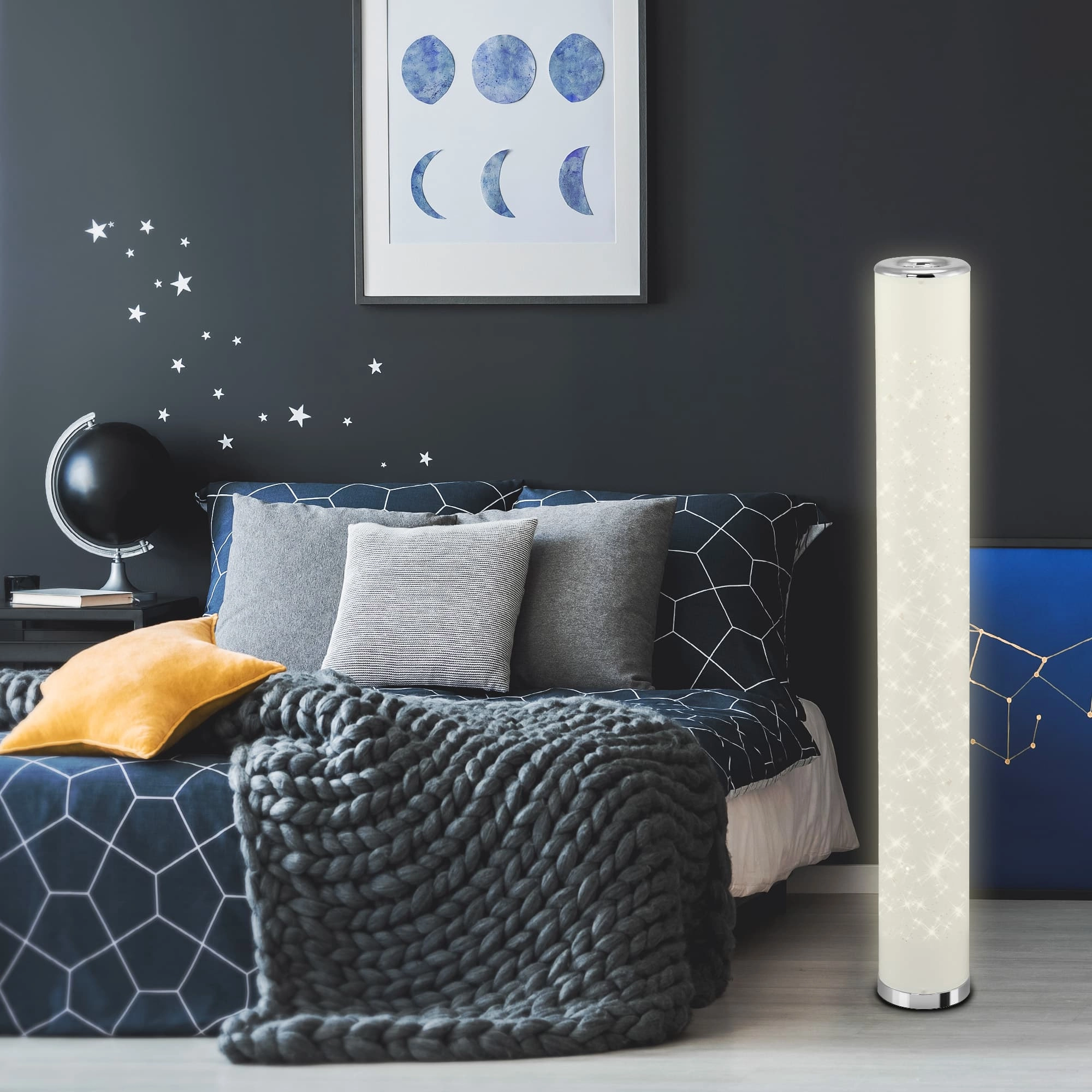 STERNENHIMMEL LED Stehleuchte, 103,5 cm, 12 W, Weiß-Chrom