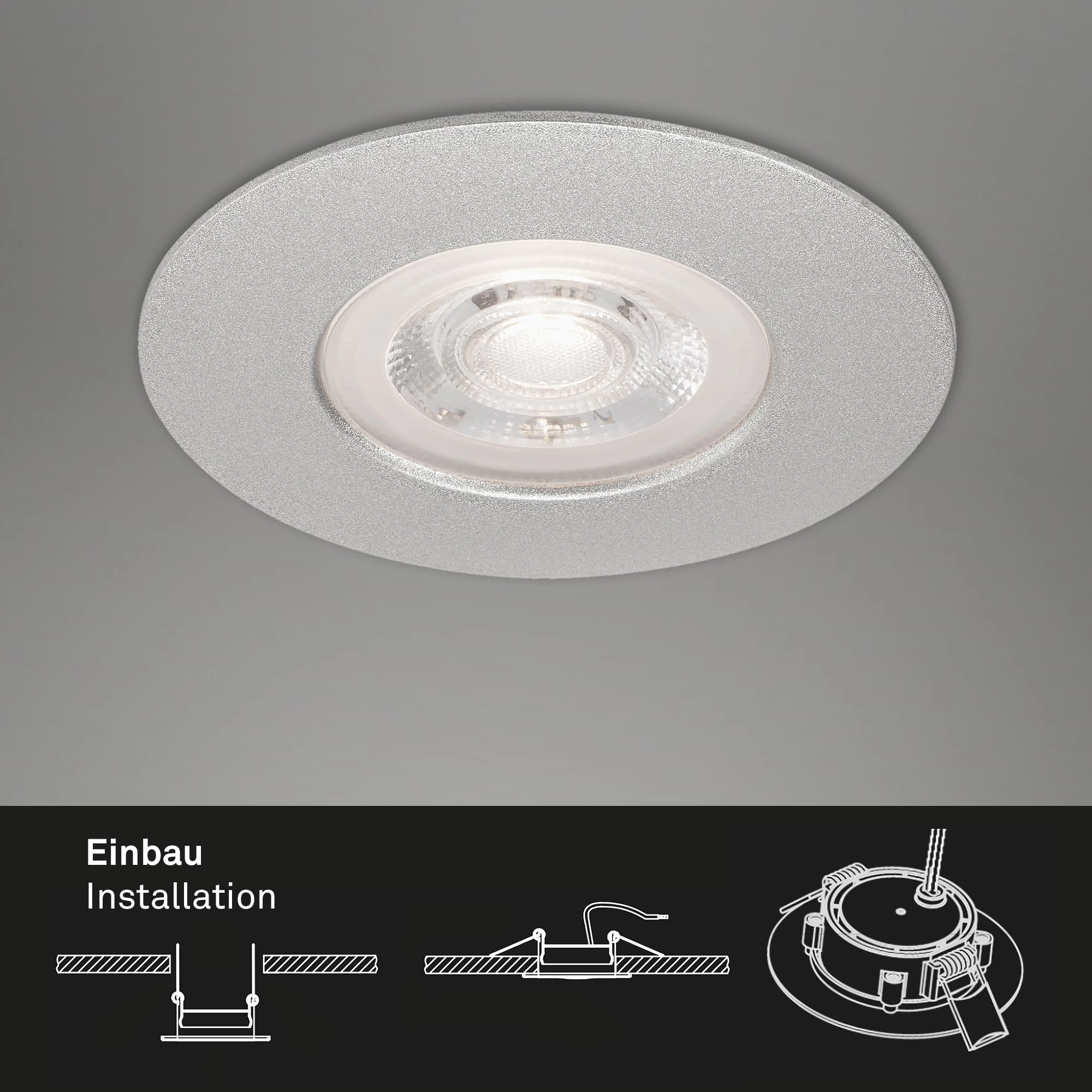 LED Einbauleuchte, Ø 9 cm, 5 W, Chrom-Matt