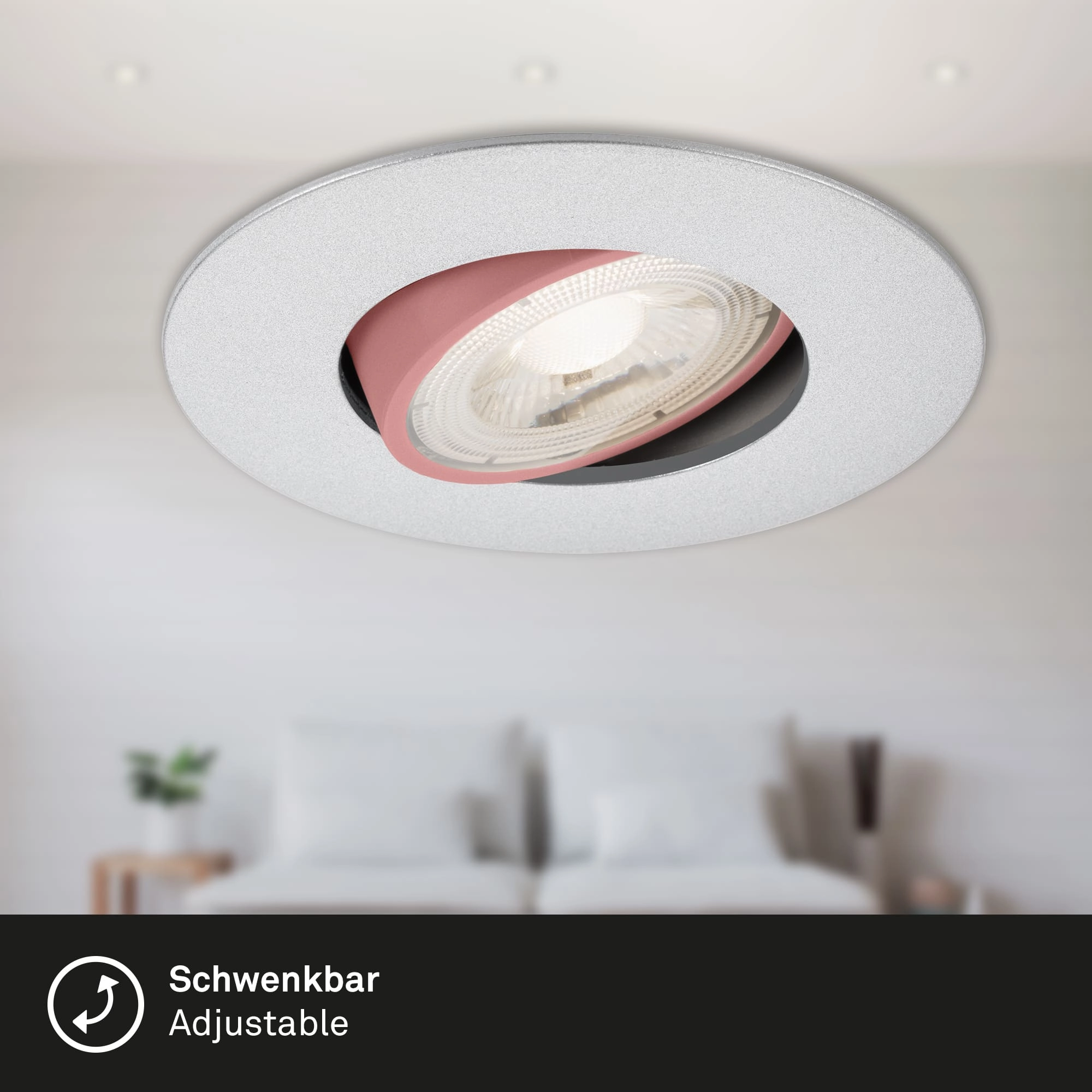 LED Einbauleuchte, Ø 9 cm, 5 W, Chrom-Matt