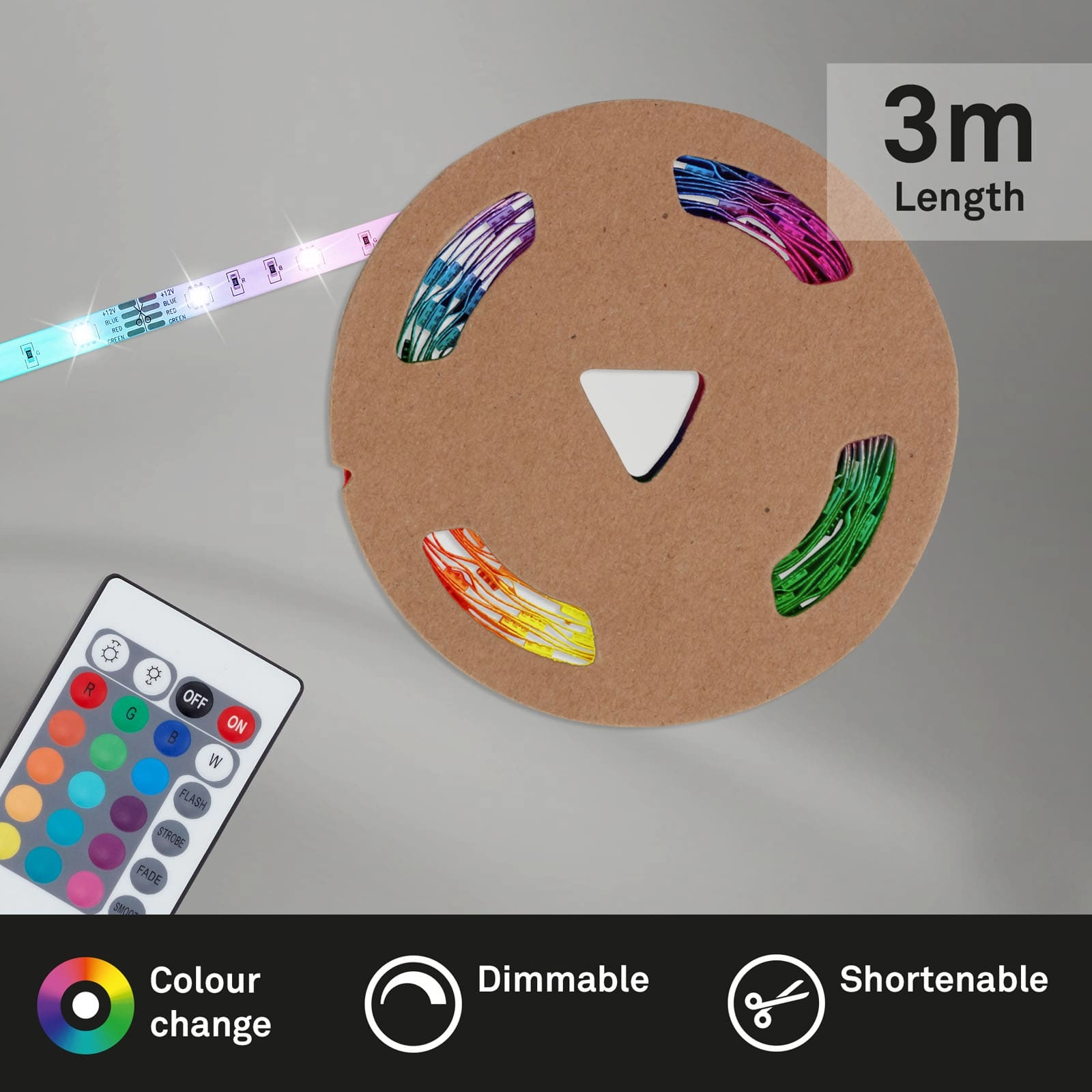 RGB LED Streifen, 3 Meter, 12 W, Weiß
