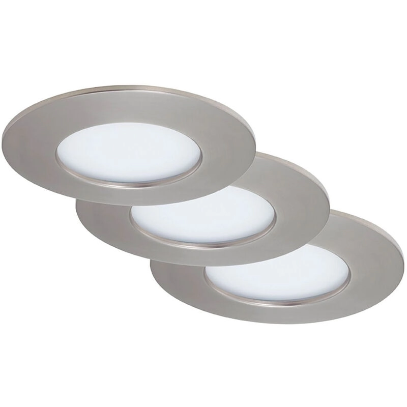 3er Set LED Einbauleuchte, Ø 8,5 cm, 4,9 W, Matt-Nickel