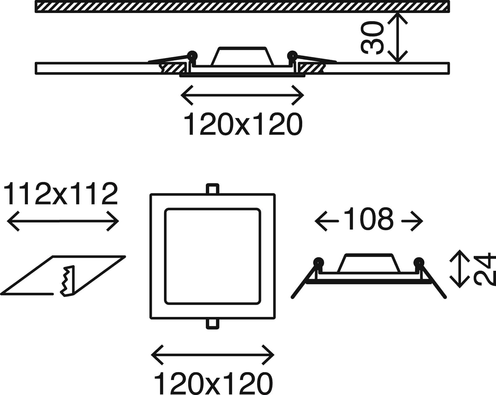 LED Einbauleuchte, 12 cm, 7 W, Matt-Nickel