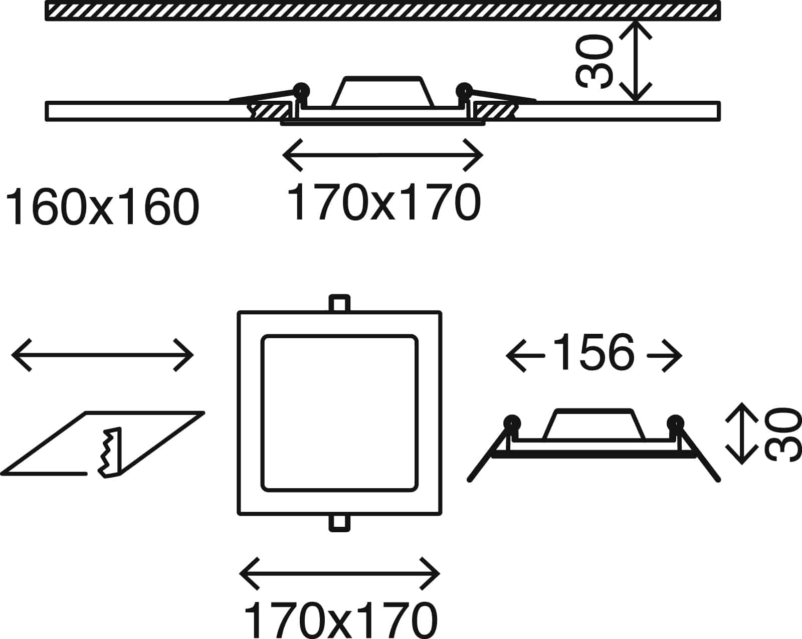 LED Einbauleuchte, 17 cm, 12 W, Matt-Nickel