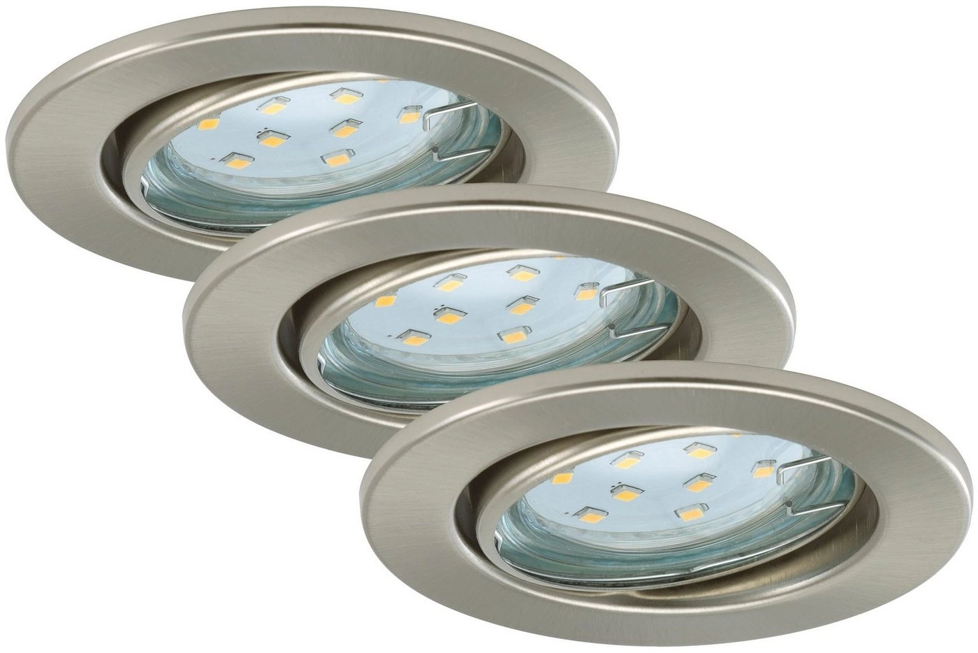 3er Set LED Einbauleuchte, Ø 8,6 cm, 3 W, Matt-Nickel