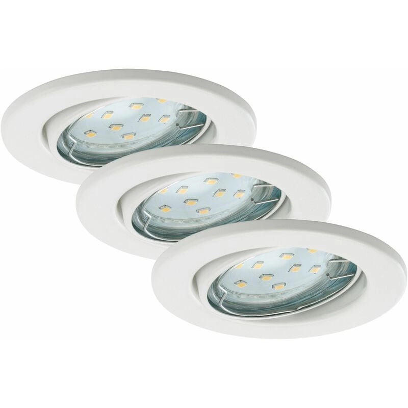 3er Set LED Einbauleuchte, Ø 8,6 cm, 3 W, Weiß