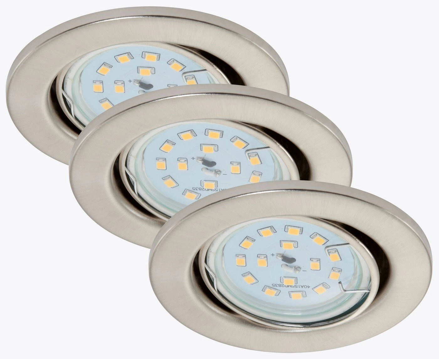 3er Set LED Einbauleuchte, Ø 8,6 cm, 5 W, Matt-Nickel