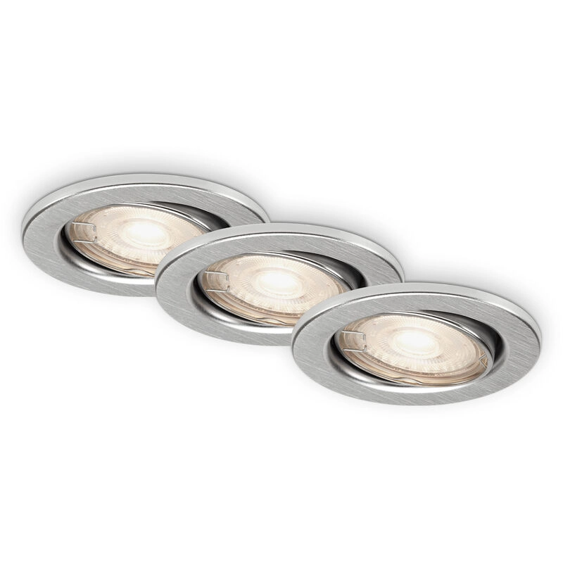 3er Set LED Einbauleuchte, Ø 8,6 cm, 5 W, Alu