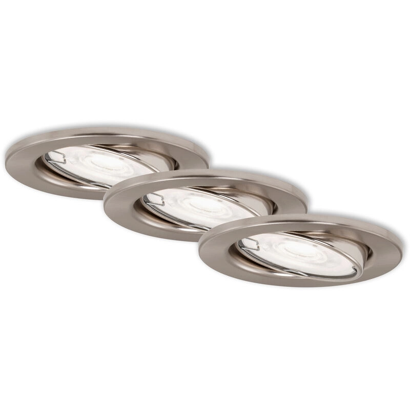 3er Set LED Einbauleuchte, Ø 8,6 cm, 5 W, Matt-Nickel