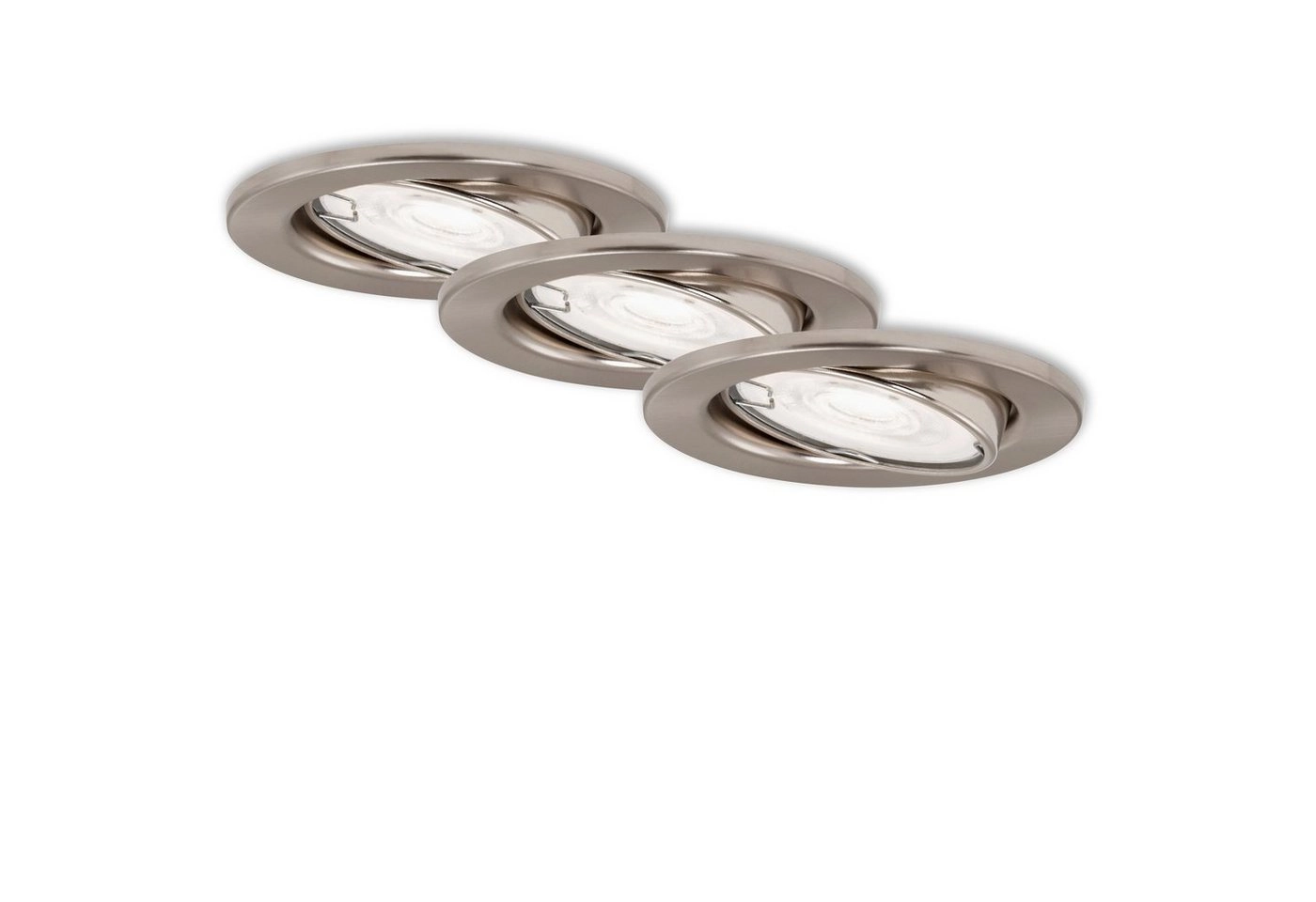 3er Set LED Einbauleuchte, Ø 8,6 cm, 5 W, Matt-Nickel