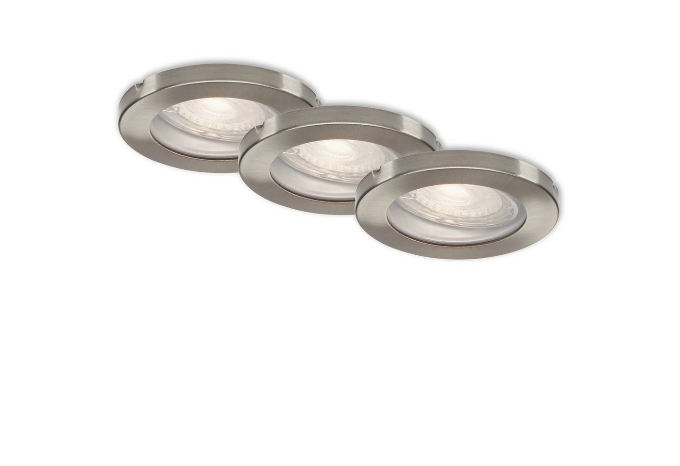 3er Set LED Einbauleuchte, Ø 8,5 cm, 5 W, Matt-Nickel