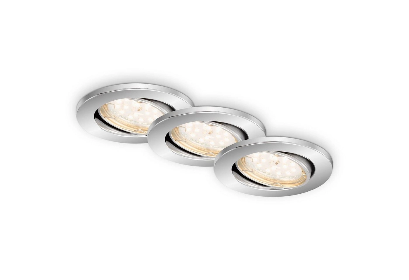 3er Set LED Einbauleuchte, Ø 8,6 cm, 5 W, Chrom