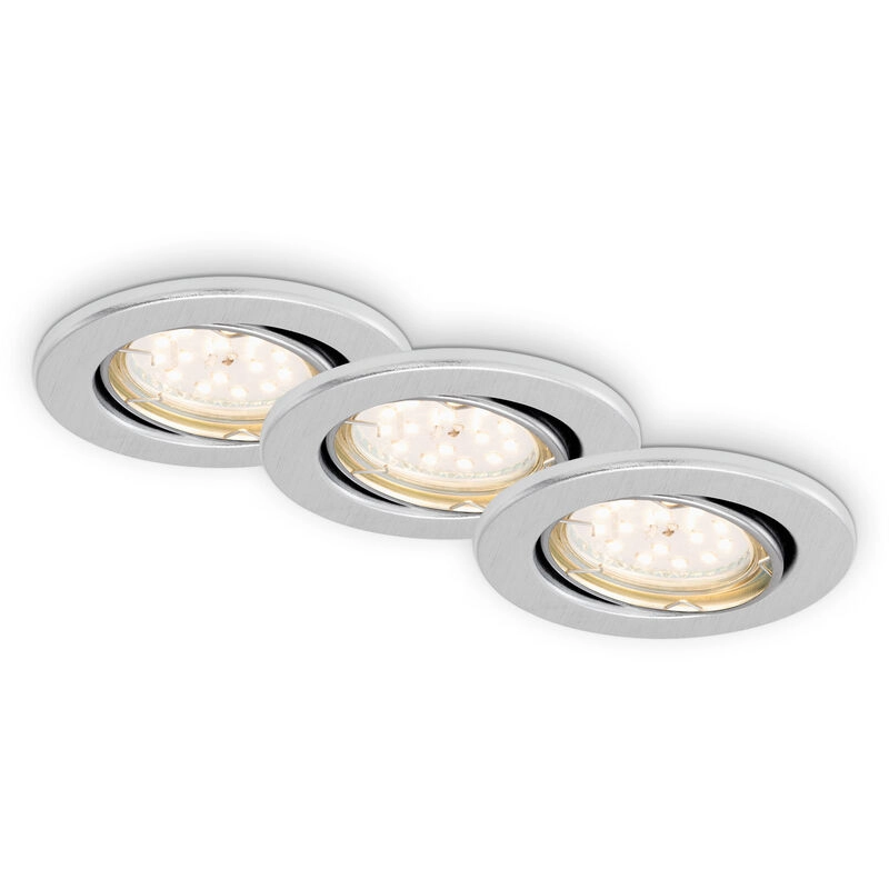 3er Set LED Einbauleuchte, Ø 8,6 cm, 5 W, Alu