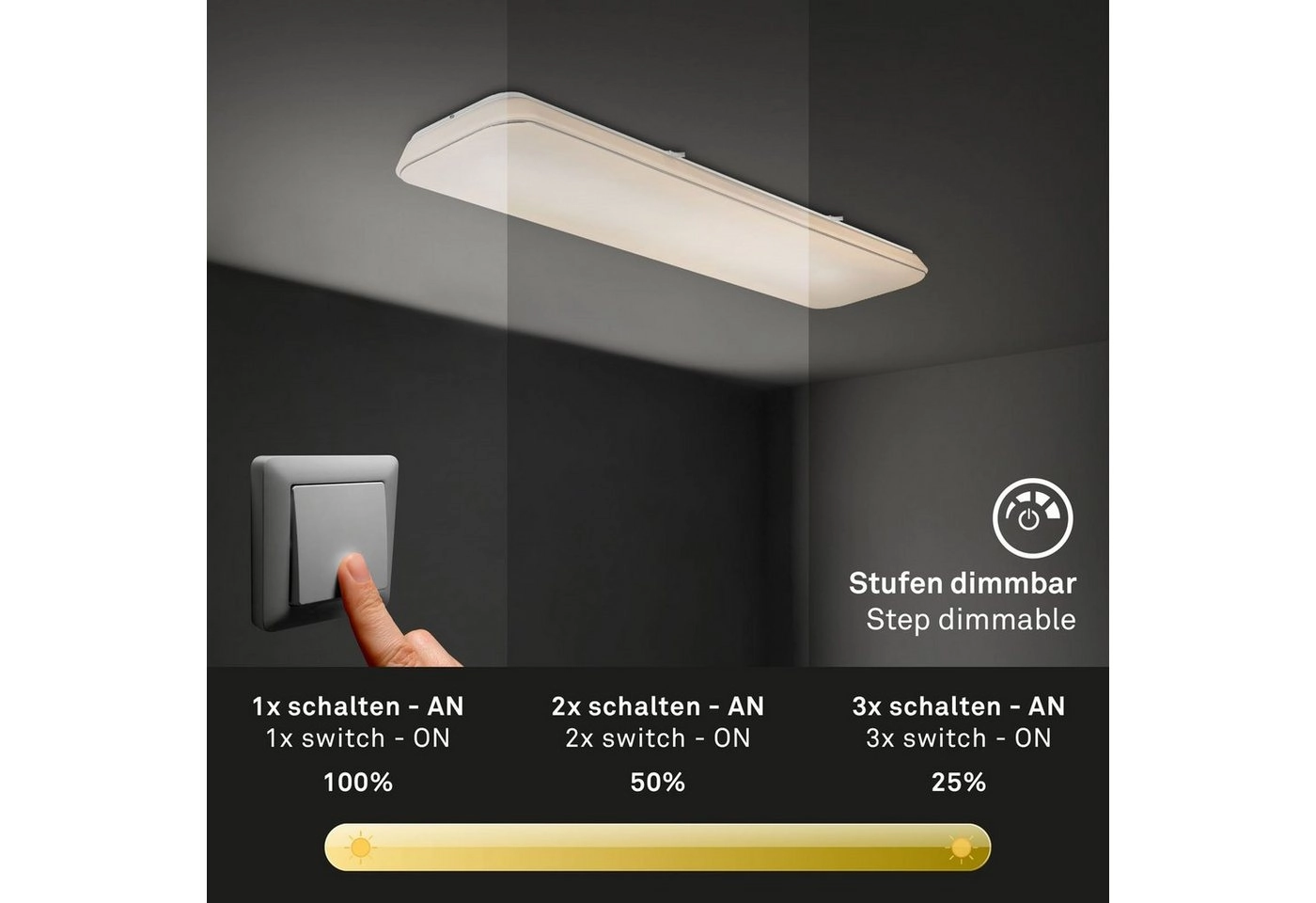 LED Deckenleuchte, 115,7 cm, 48 W, Weiß