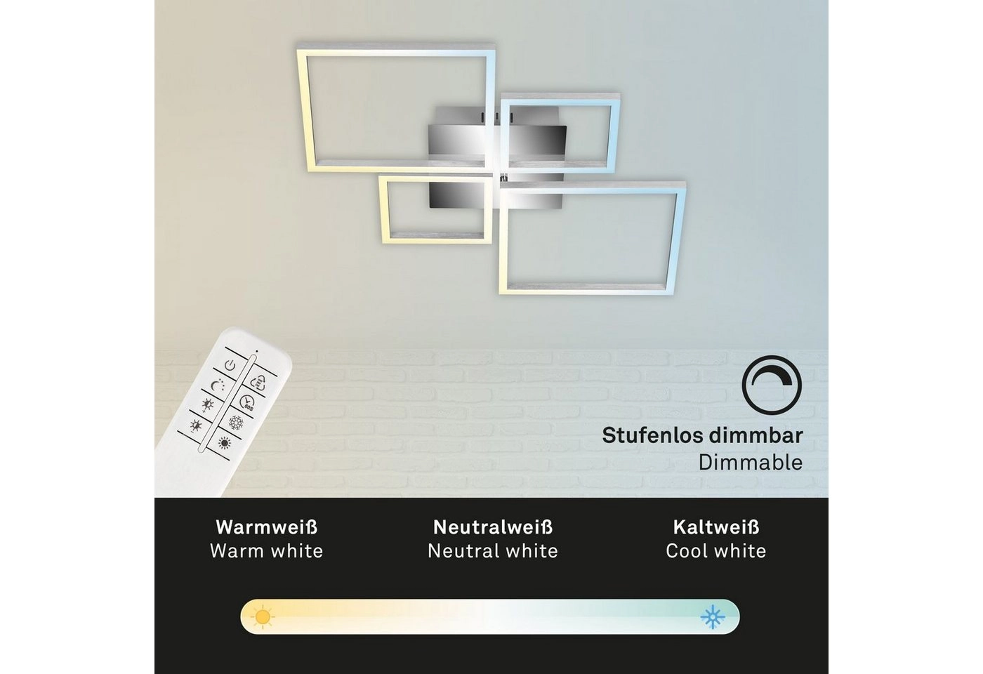 CCT LED Deckenleuchte, 75 cm, 38 W, Chrom-Alu