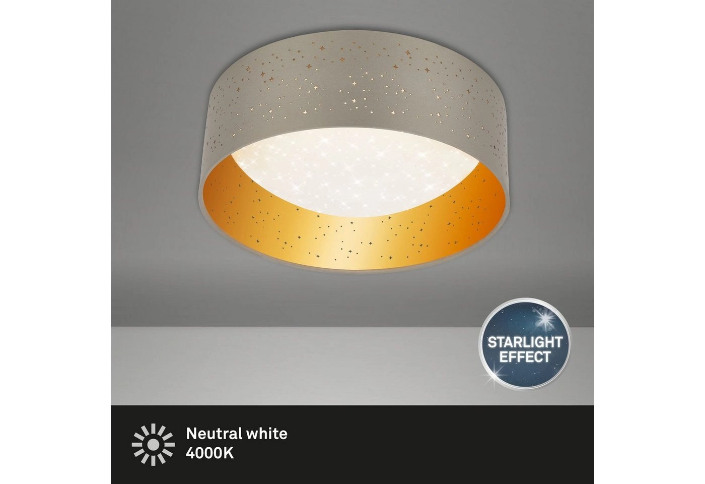 STERNENHIMMEL LED Deckenleuchte, Ø 32 cm, 12 W, Taupe-Gold
