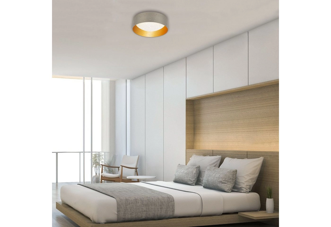 STERNENHIMMEL LED Deckenleuchte, Ø 32 cm, 12 W, Taupe-Gold