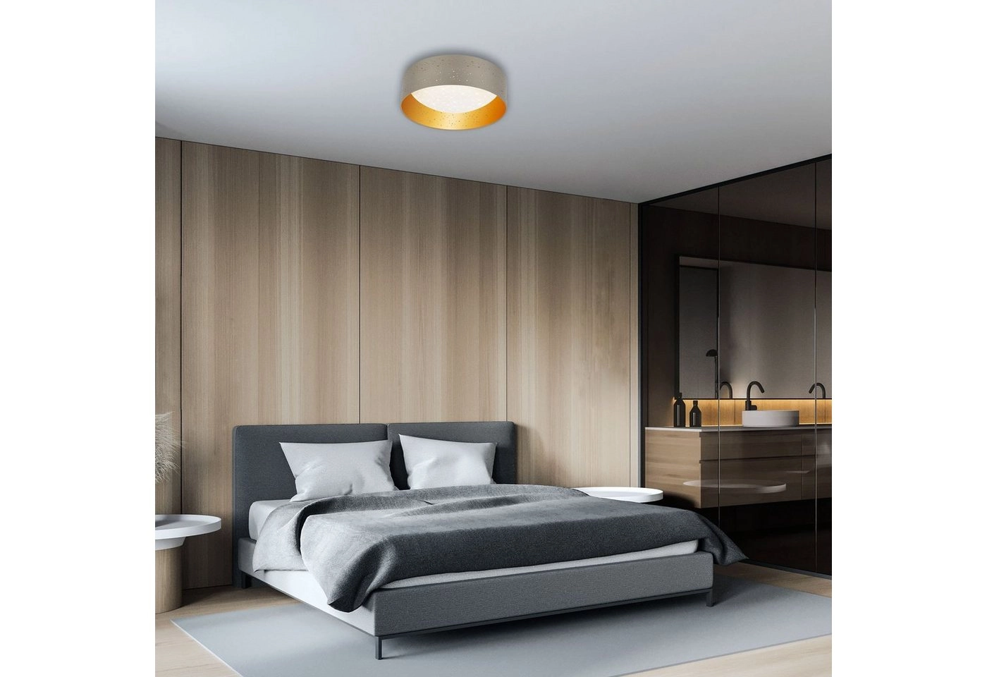 STERNENHIMMEL LED Deckenleuchte, Ø 32 cm, 12 W, Taupe-Gold