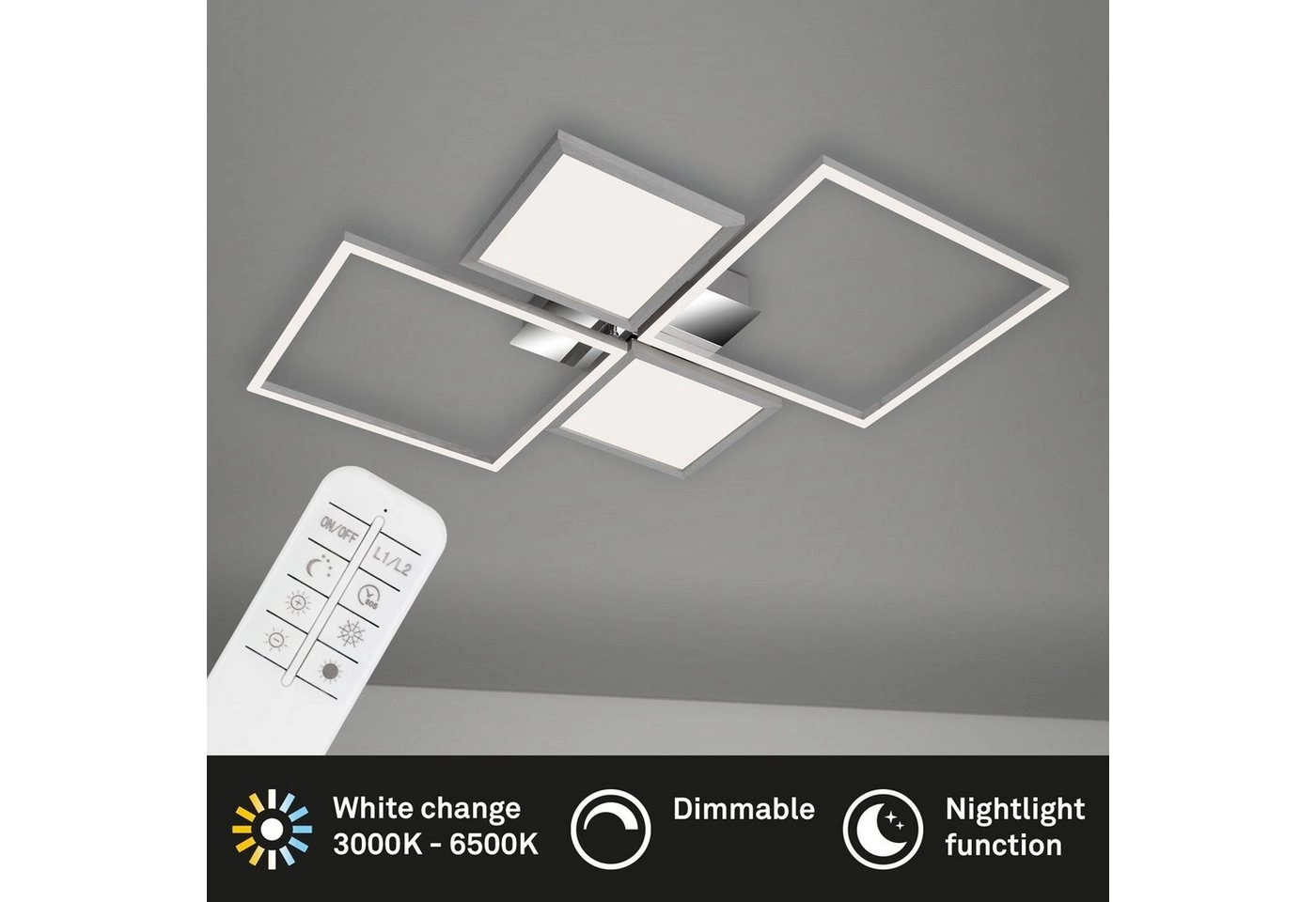 CCT LED Deckenleuchte, 65,2 cm, 40 W, Chrom