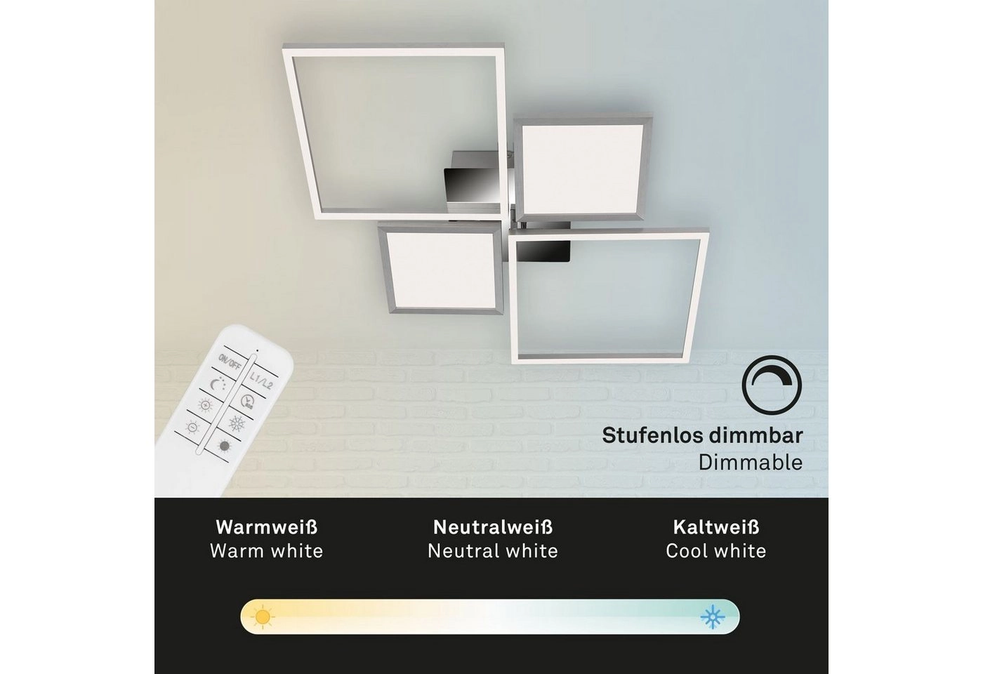CCT LED Deckenleuchte, 65,2 cm, 40 W, Chrom