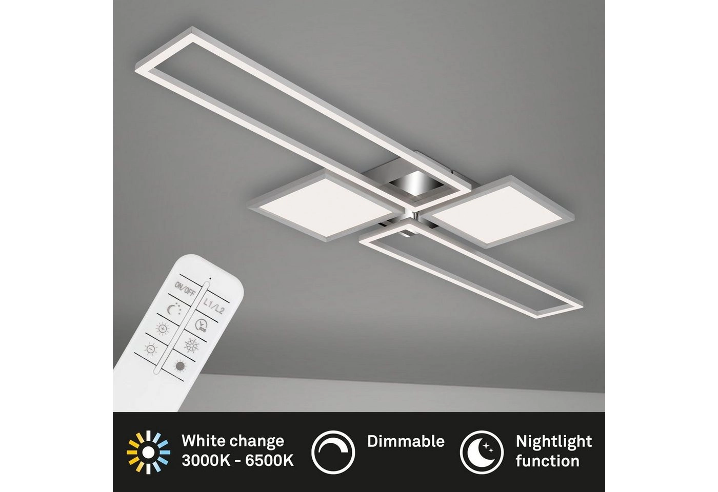 CCT LED Deckenleuchte, 120 cm,50 W, Alu-Chrom