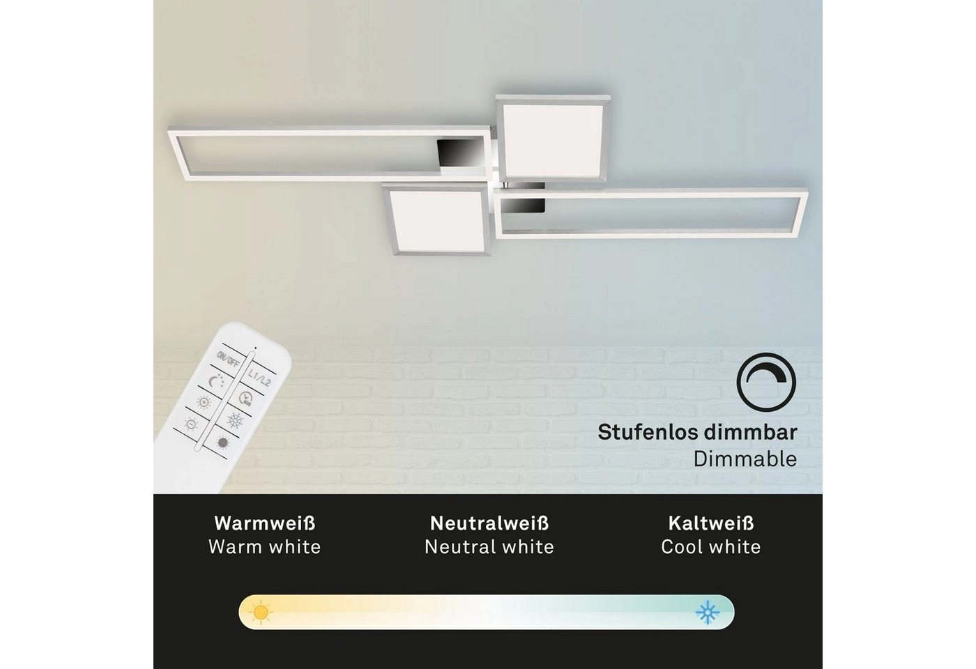 CCT LED Deckenleuchte, 120 cm,50 W, Alu-Chrom