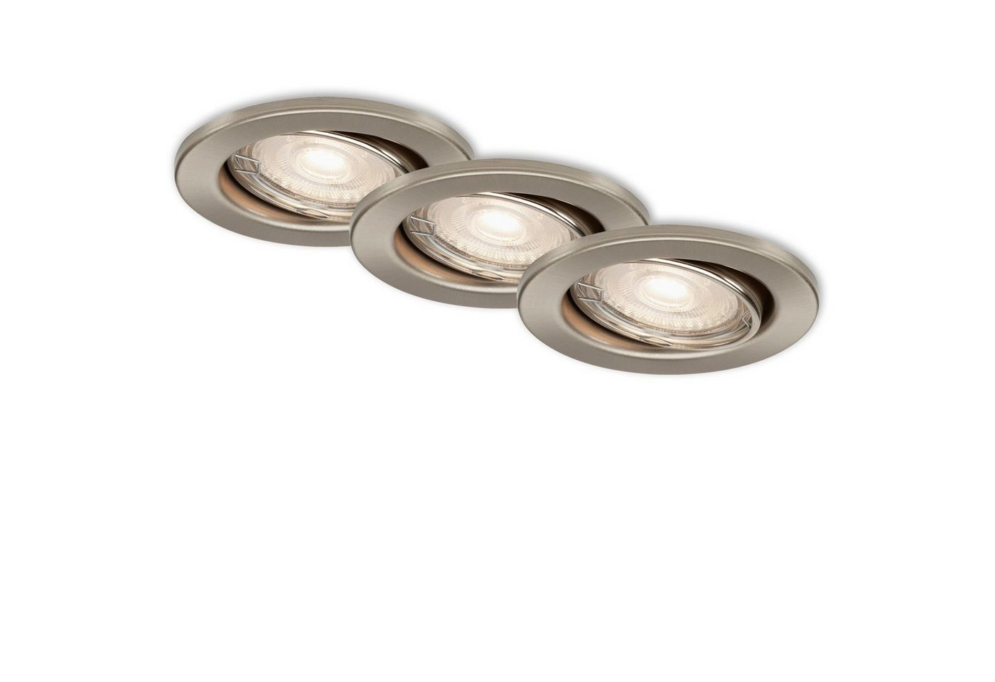 3er Set LED Einbauleuchte, Ø 8,6 cm, 5 W, Matt-Nickel