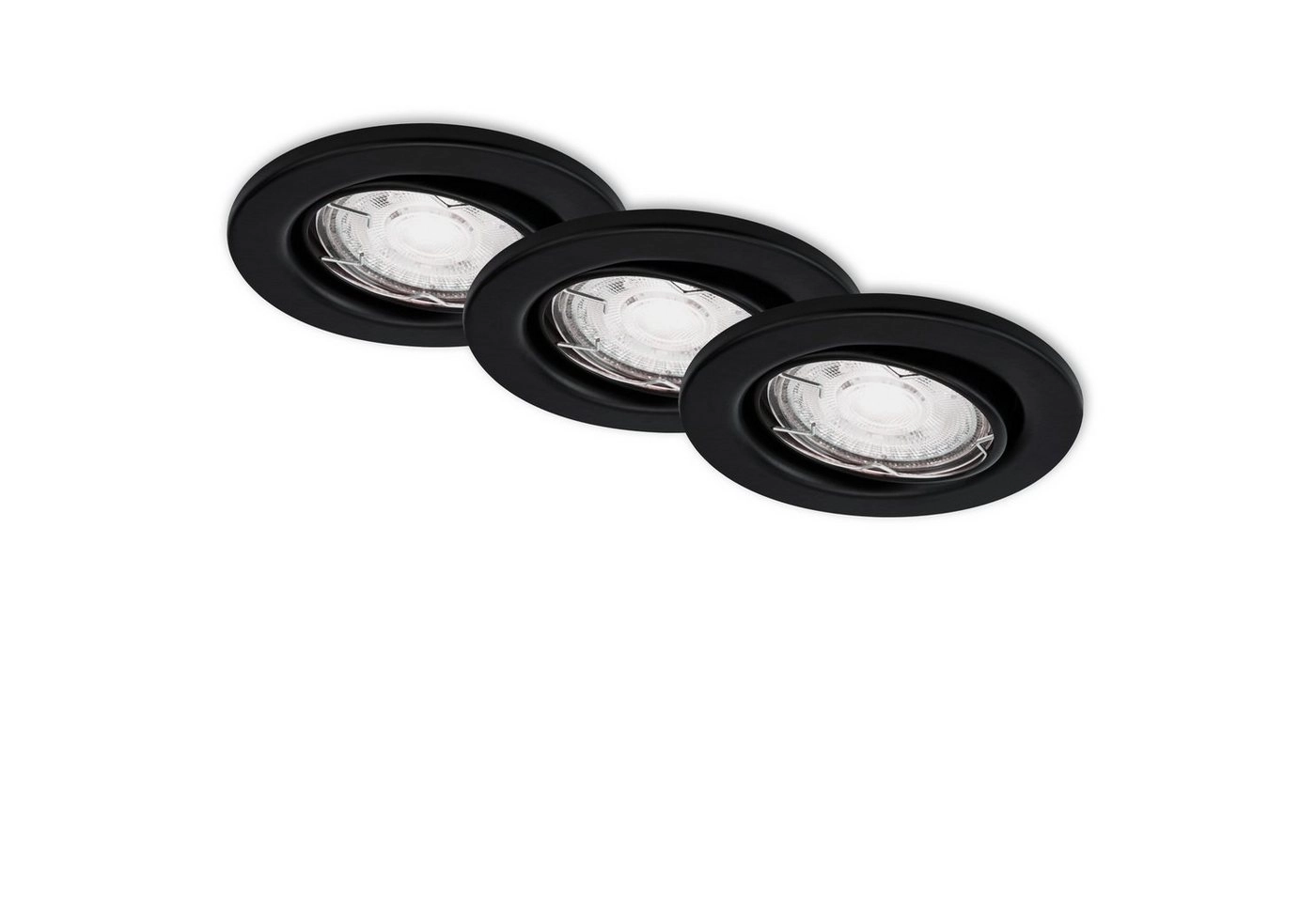 3er LED Einbauleuchte, Ø 8,6 cm, 5 W, Schwarz