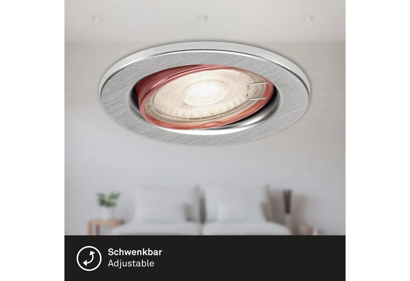 3er LED Einbauleuchte, Ø 8,6 cm, 5 W, Alu