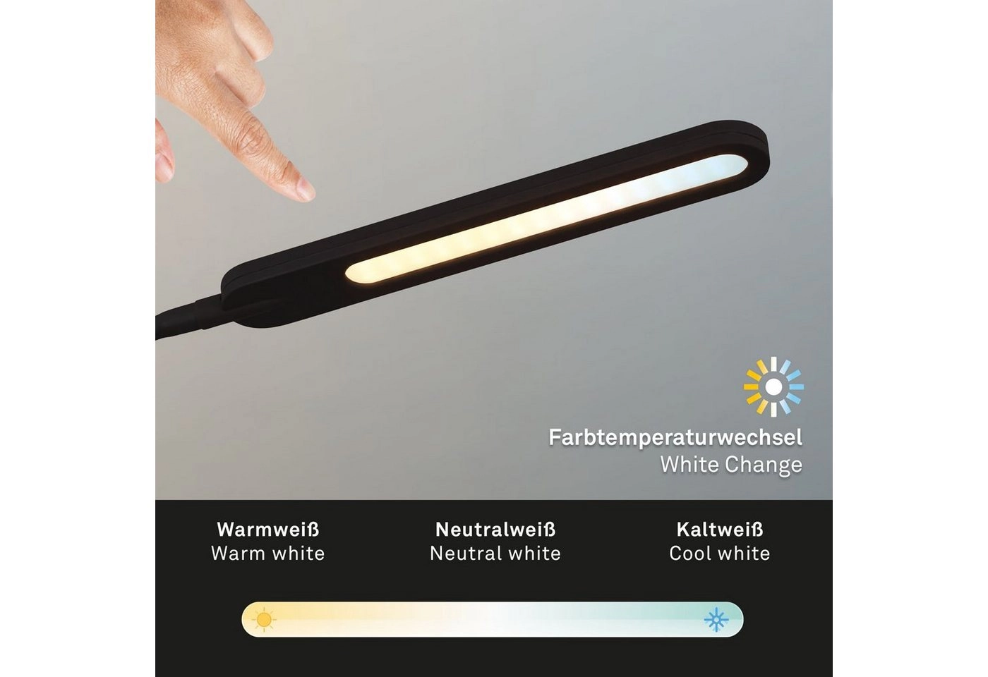 CCT LED Stehleuchte, 20,8 cm, 8 W, Schwarz