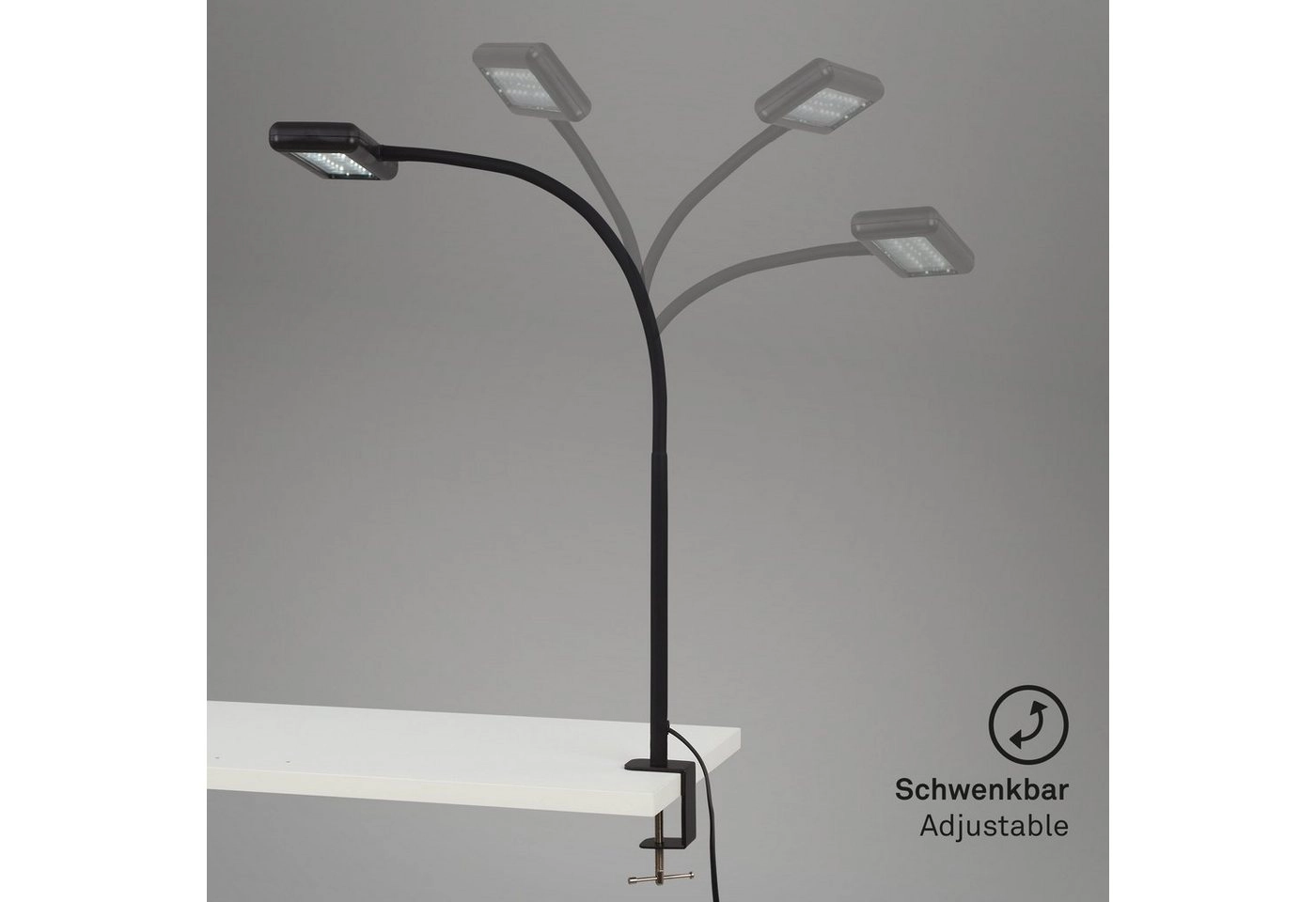 LED Tageslicht Klemmleuchte, 55 cm, 7,5 W, Schwarz