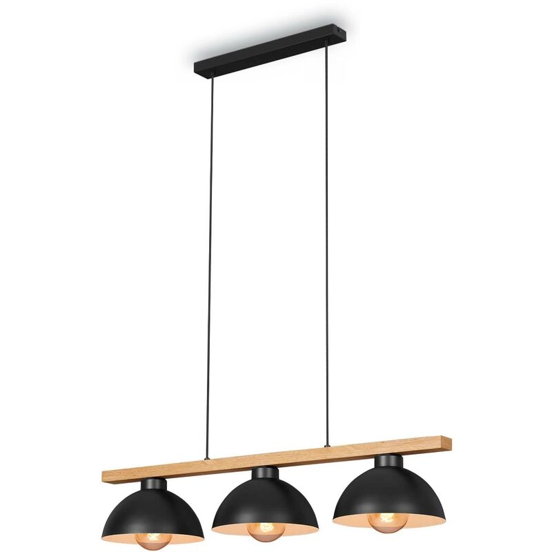 Pendelleuchte, 98 cm, max. 40 W, Schwarz-Holz