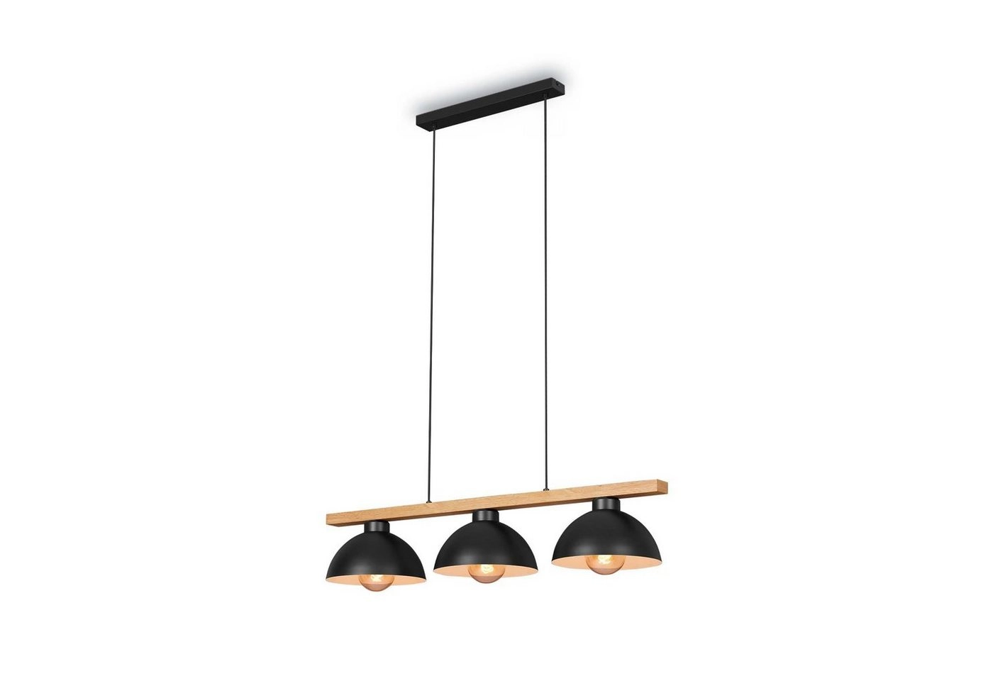 Pendelleuchte, 98 cm, max. 40 W, Schwarz-Holz