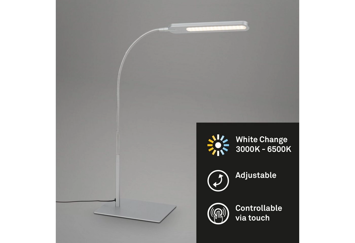 CCT LED Tischleuchte, 23 cm, 8 W, Silber