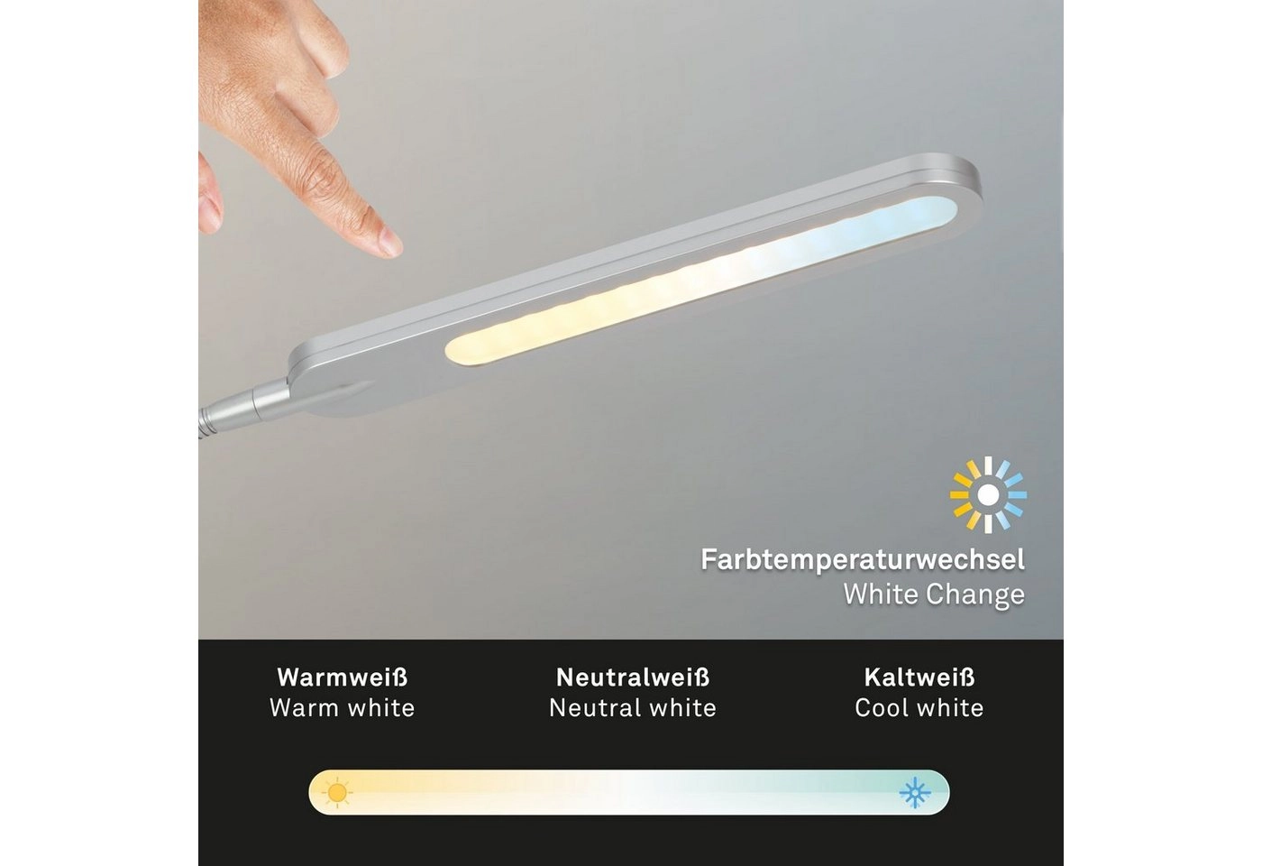 CCT LED Tischleuchte, 23 cm, 8 W, Silber