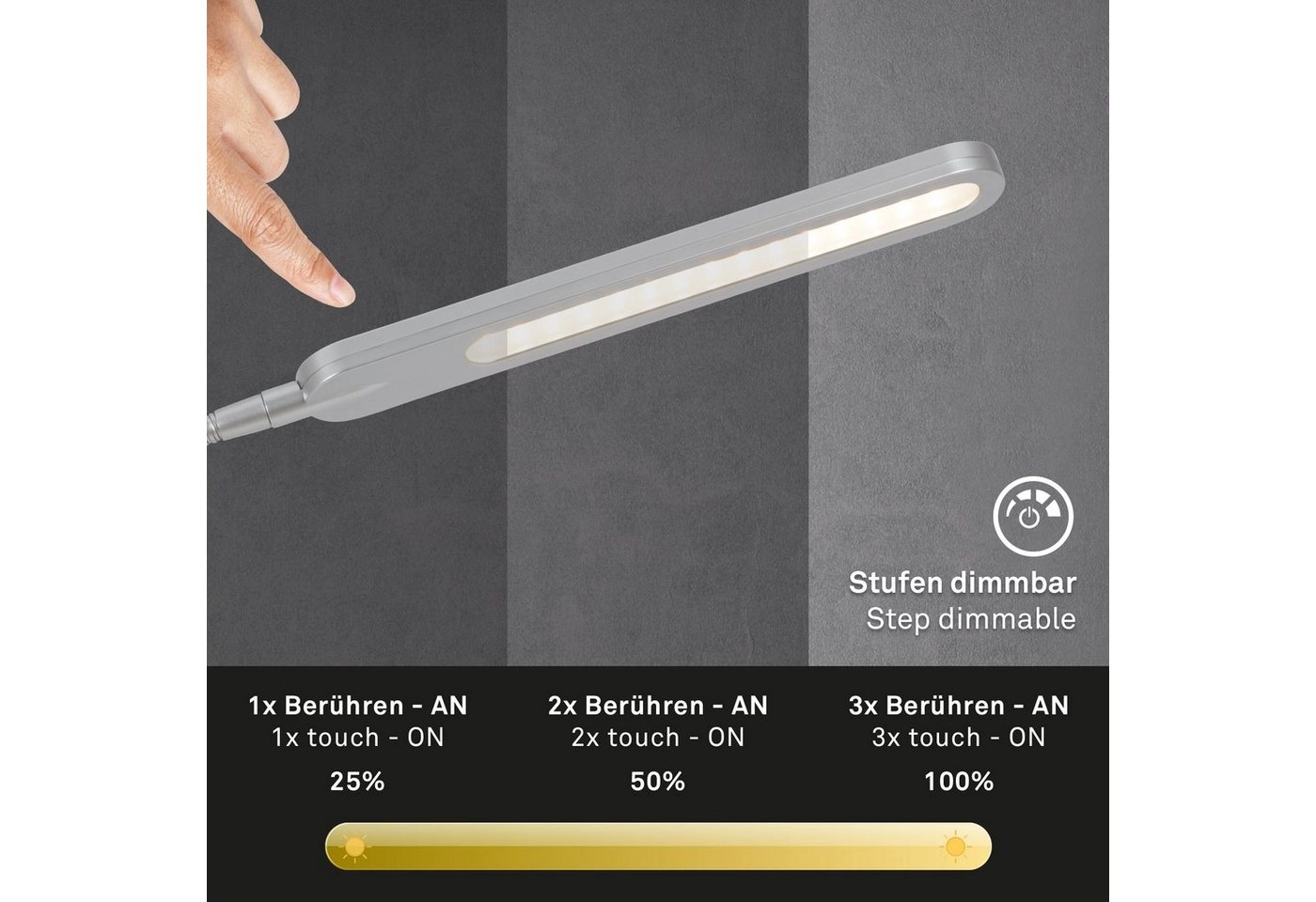 CCT LED Tischleuchte, 23 cm, 8 W, Silber