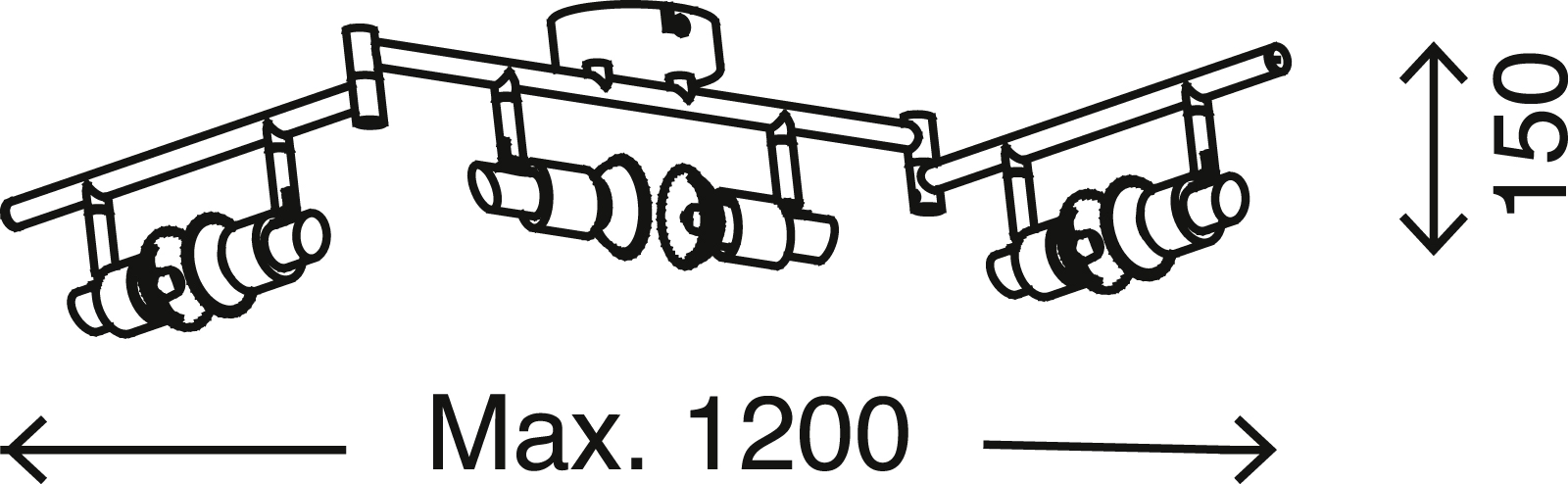 LED Spot Deckenleuchte, 120 cm, 18 W, Matt-Nickel