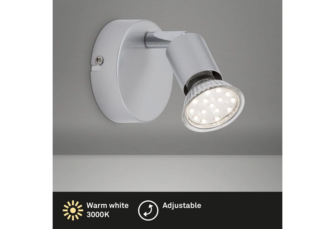 LED Spot Wandleuchte, Ø 8 cm, 3 W, Titan