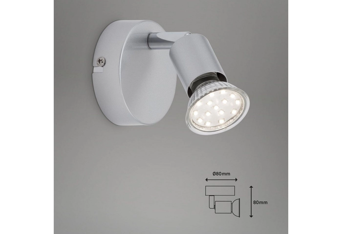 LED Spot Wandleuchte, Ø 8 cm, 3 W, Titan