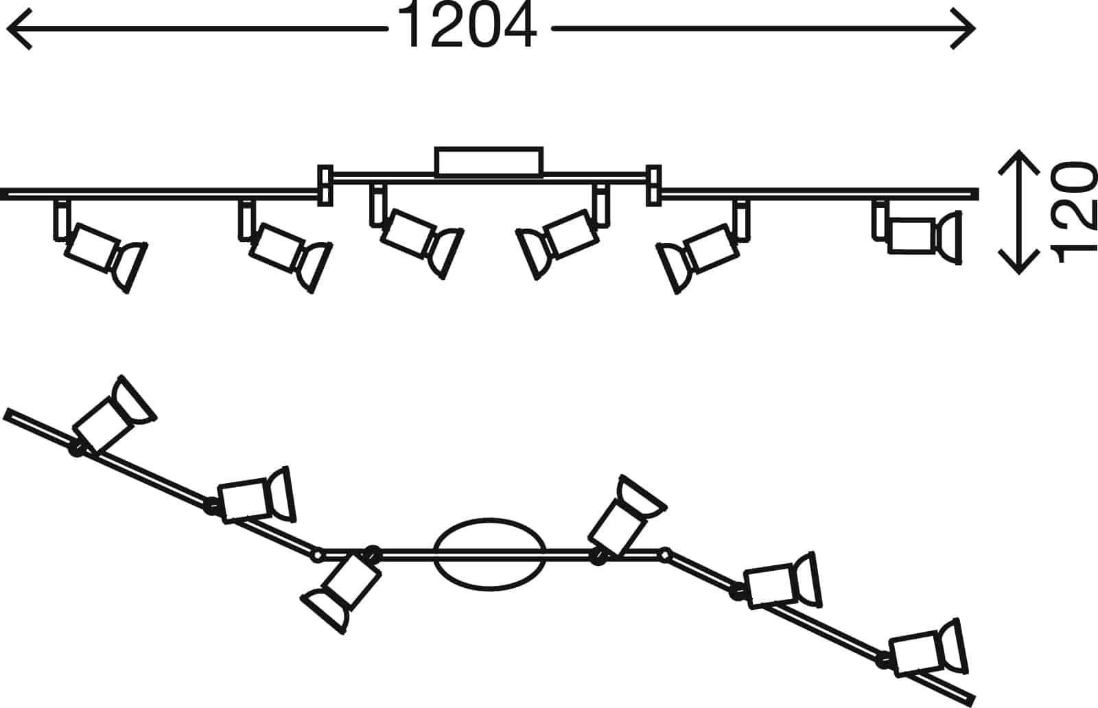 LED Spot Deckenleuchte, 120,4 cm, 18 W, Titan